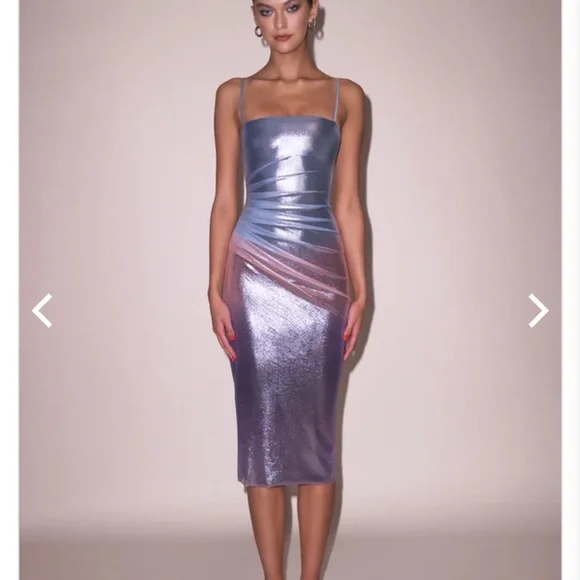 Fleur Du Mal Iridescent Bodycon Midi Dress - Picture 1 of 7